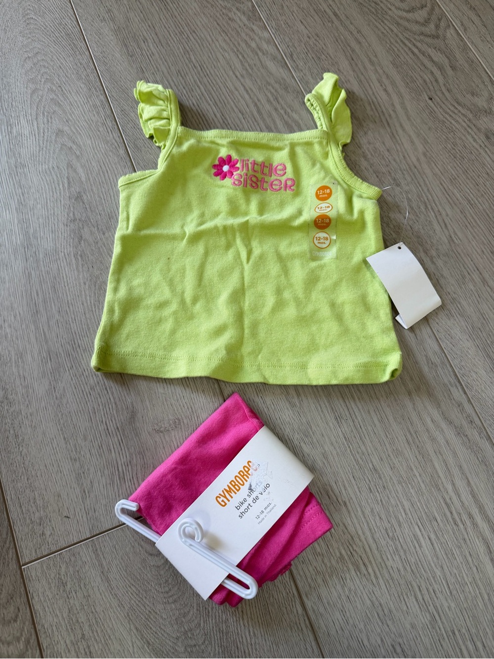 Gymboree Lime Green Ruffle Strap Tank with Pink Flower Accent